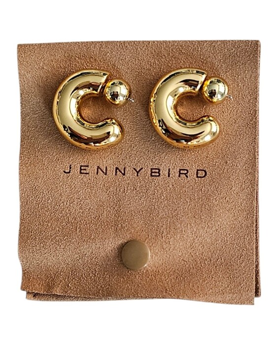 Jenny Bird Jewelry - Jenny Bird Tome Hoops Chunky Tubular Gold Tone Earrings Quiet Luxury with Pouch